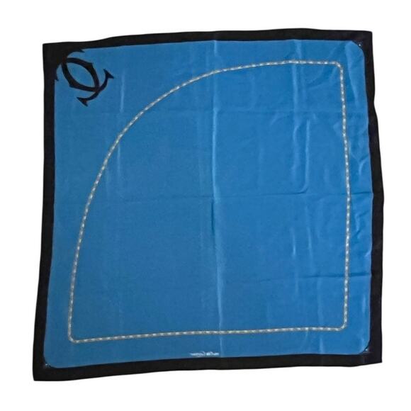 Cartier Must de Cartier Blue Silk Scarf with a chain motif Vintage 82 cm - Picture 4 of 7